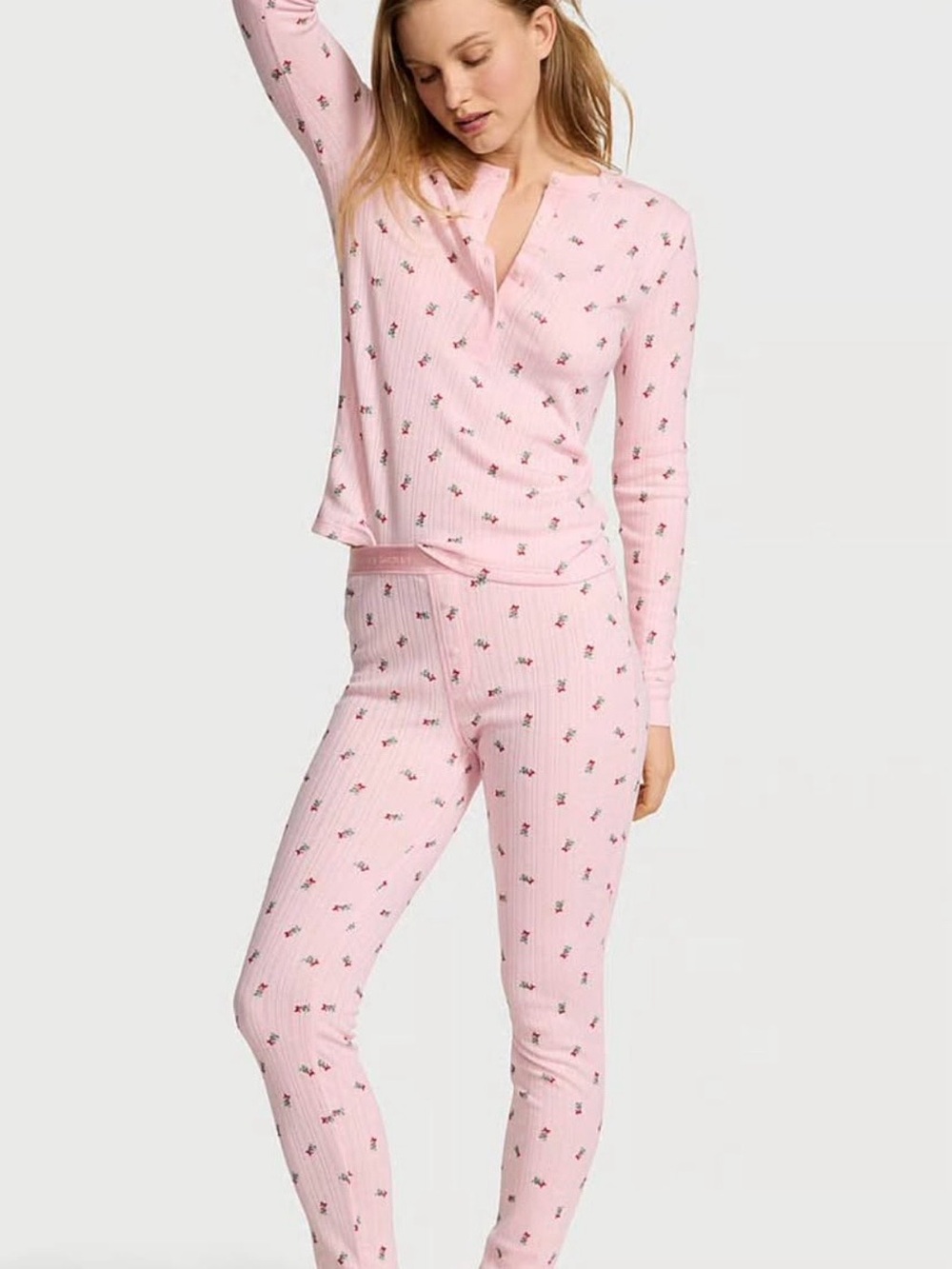 NWT Victoria Secret Pointelle Henley Pajama Set